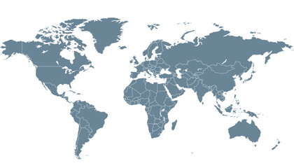 World map. Grey modern vector map. Silhouette map.	
