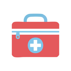 First Aid Kit Icon. Simple graphic illustration of a vital health container. It represents immediate help, wellness, and readiness for unexpected minor incidents.
