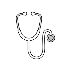Medical Stethoscope Healthcare Icon. A clean, simple illustration of an auscultator. This crucial instrument signifies health, professional diagnosis, and patient well-being.