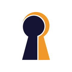 Modern Keyhole Security Symbol. An elegant entrance mark signifying protection, privacy, and solutions. Contrasting colors convey duality and new possibilities.