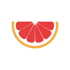 Ruby Citrus Fruit Wedge Icon. Clean graphic depicting a vibrant grapefruit half. Its bright hue symbolizes health, fresh energy, and natural wellness. Perfect for promoting healthy living.