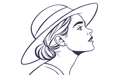 Modern Line Art Woman Looking Up