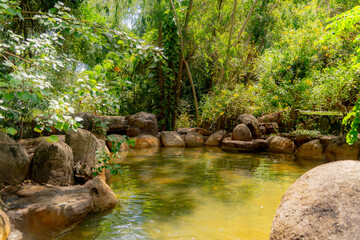 An artificial reservoir.

Decorative waterfalls and ponds in a mud clinic in Nha Trang.