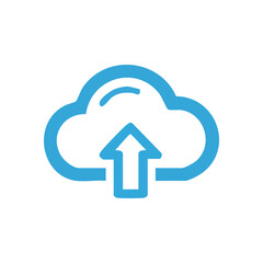 Cloud Data Upload Icon. This clear graphic depicts sending digital files to virtual storage. It symbolizes remote access, secure computing, and efficient information management.