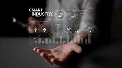 Smart industry dashboard combining automation, robotics, cloud integration, cybersecurity, and data analytics to support intelligent factory systems and real-time monitoring Latch