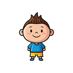 Smiling Little Child Character. A delightful graphic featuring a joyful youth radiating happiness and fun. This sweet portrayal symbolizes childhood innocence and playful spirits.