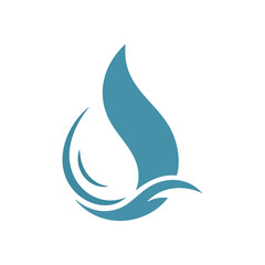 Fototapeta premium Fluid Blue Water Drop Logo Icon. Stylized liquid emblem representing clean essence, natural movement. Perfect for hydration, ecosystem, healthy lifestyle branding.