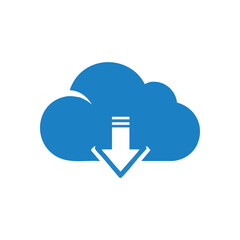 Cloud Data Download Icon. A clear graphic depicting retrieval of digital information from remote servers. It symbolizes content acquisition, web storage, and file access.