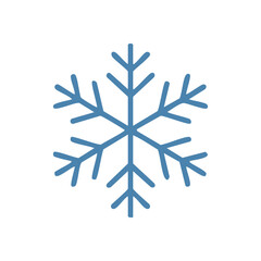Blue Winter Snowflake Icon Graphic. A crisp icy crystal illustration representing seasonal chill and holiday cheer. Ideal for cool weather visuals or festive projects.
