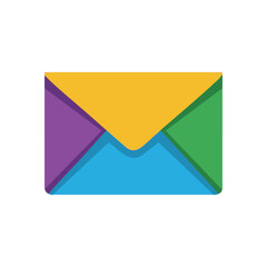 Modern Email Notification Icon. A vivid, multicolored graphic of a closed postal item. It conveys online correspondence, new alerts, information sharing, and connection.