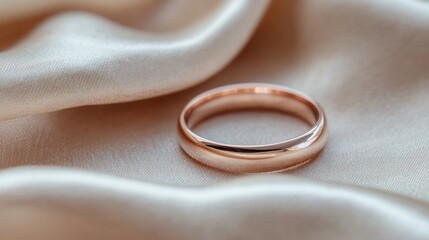 Rose Gold Wedding Band on Silk