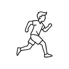 Running Man Outline Icon. Energetic male figure engaged in swift motion. This simple graphic represents vitality, athletic pursuit, progress, and a healthy lifestyle.