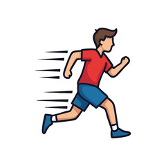 Young Man Running Fast Cartoon. Vibrant illustration of an athletic male in quick motion, symbolizing progress, energy, and a healthy active lifestyle. Dynamic movement concept.
