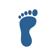 Blue Foot Trace Graphic. A vibrant azure human imprint illustration on a pure white background. It signifies journey, healthy progress, and forward movement.