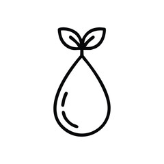 Sustainable Water Drop Growth Icon. This outline drawing depicts ecological awareness, life, and renewal. Ideal for concepts related to earth conservation, hydration, and natural initiatives.