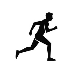 Runner Figure Icon. Dynamic human silhouette in swift movement, symbolizing fitness, vitality, and vigorous activity. Perfect for health and wellness themes.