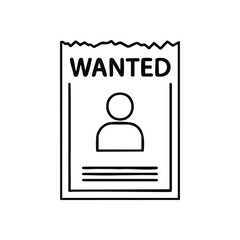 Wanted Poster Illustration. Classic drawing of a person sought by authorities. Represents pursuit, justice, and the search for individuals. A symbol of law enforcement and investigation.