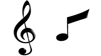 Simple black musical note.