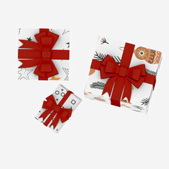 3d render Christmas decor gift boxes