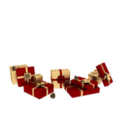 3d render Christmas decor gift boxes