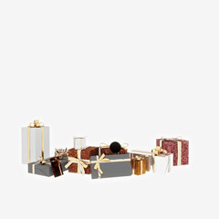 3d render Christmas decor gift boxes