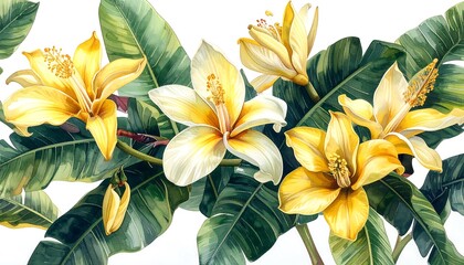 Floral border with vibrant yellow and white flowers