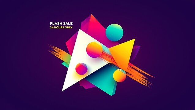 Vibrant Abstract Geometric Shapes Illustration for Flash Sale Promotion Banner Design