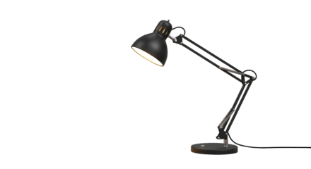 Black adjustable desk lamp with power cable  
