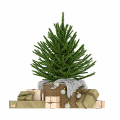 3d render Christmas decor gift boxes