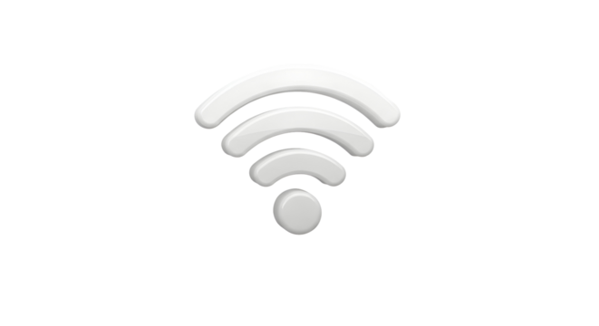 3d white wifi signal icon with minimal design