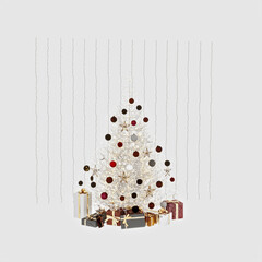 3d render Christmas decor gift boxes