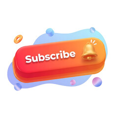 3d subscribe button with notification bell and colorful background  

