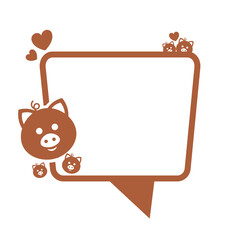 speech box frame and cute pig icon