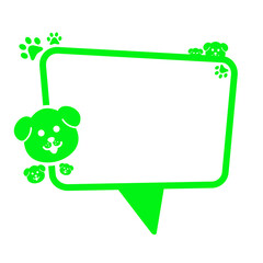 green speech box frame and cute dog icon
