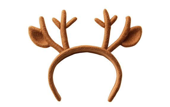 Cute novelty headband featuring reindeer antlers and felt ears crafted for seasonal dress up costumes festive gatherings and joyful winter occasions isolated on transparent background PNG