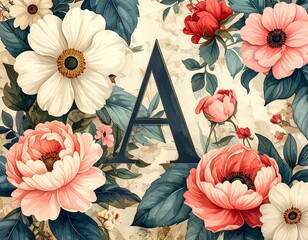 Floral design with a capital letter A