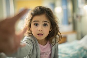 Child chest pain concern reaching forward