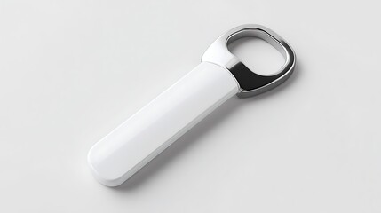 Ultra quality image of blank Bottle Opener Mockup A sleek and modern bottle opener with a white handle against a light background.