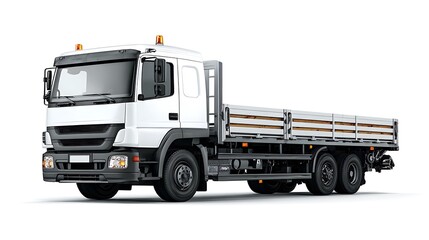 vector flatbed truck template isolated on white.