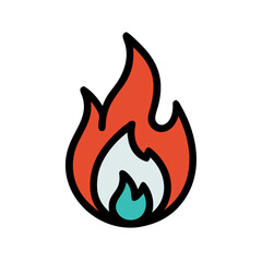 Illustration of a burning fire flame hot fire flame with black outline vector illustration
