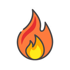 Illustration of a bright orange and yellow flame perfect for fire safety and design projects