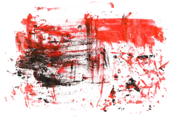 photo black and red grunge brush strokes acrylic paint, isolated on white background, clipping path	