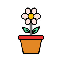 Vector graphic of a potted flower illustration perfect for spring floral designs and decoration