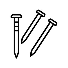 Illustration of metal nails construction hardware carpentry tools building materials objects icon set