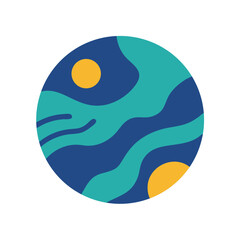 Abstract planet illustration with wavy lines and suns vector graphic design template idea