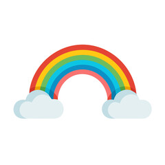 Rainbow illustration with clouds vector graphic colorful arch weather design bright sky art