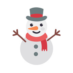 Vector illustration of a cheerful snowman with hat and scarf for winter christmas holiday fun