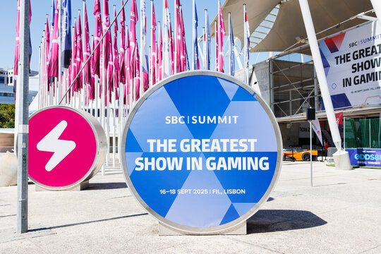 Lisbon, Portugal. September 16 2025: SBC Summit is SBC&rsquo;s global event, designed to unite the entire gaming industry in one place &mdash; the stunning city of Lisbon. Editorial stock photo.