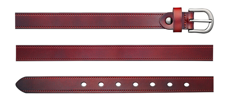 Elegant burgundy leather belt with smooth gradient texture and silver buckle, perfect for fashion accessories, product design, banner, or presentation use.