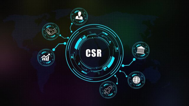 Futuristic Concept of CRS with Digital Network and Global Connectivity on world map background .